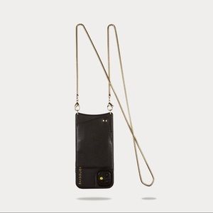Bandolier Belinda Pebble Leather Crossbody in Black/Gold Phonecase iPhone 11 Pro